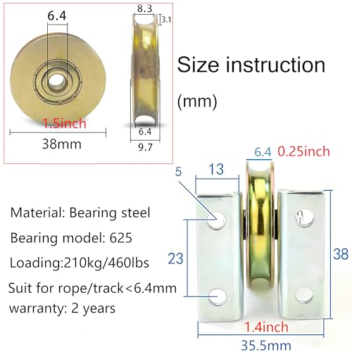 1.5" Bearing Wheel Small Wire Rope Pulley Block Bearings Bearing Wire Rope Guide Wheel for Lifting with Bracket, 200LB (Bracket/L) - color: bracket/L
