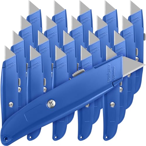 Reginary 20 Pcs Box Cutter Bulk Retractable Utility Knife, Dark Blue - color: Dark Blue