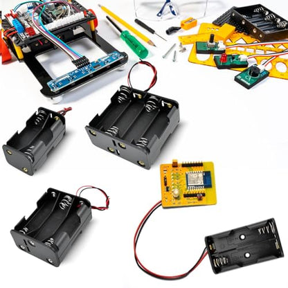 SDTC Tech 4-Pack 2/4/6/8 x AA Battery Holder with Wire Leads 3/6/9/12 Volt Battery Case Box Kit for Arduino Project Led Circuit Experiment - color: 2/4/6/8 Slot Kit
