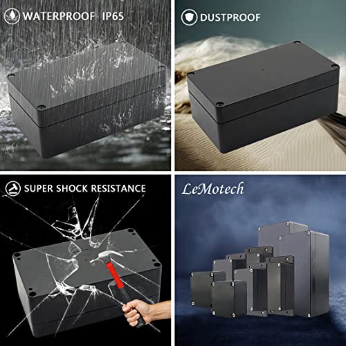 LeMotech Project Box ABS Plastic Junction Box IP65 Waterproof Electrical Boxes Universal Enclosure Black 6.2X 3.5X 2.4 inch (158x90x60mm)（Pack of 2） - color: Black (2 packs), size: 6.2" x 3.5" x 2.4"