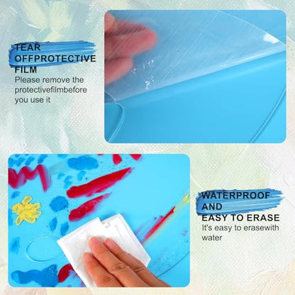 2 Pack Acrylic Paint Palette with Thumb Hole Clear Paint Pallet, Easy Clean Non-Stick Artist Pallet for Oil Watercolor