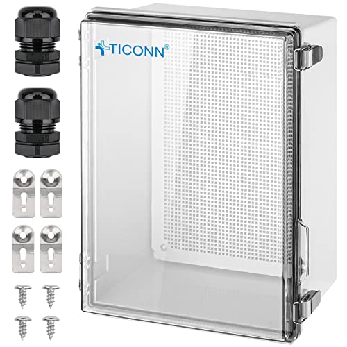TICONN Outdoor Electrical Box Waterproof, ABS IP67 Junction Box Enclosure - color: Transparent Cover, size: 15.7"x11.8"x7.1"