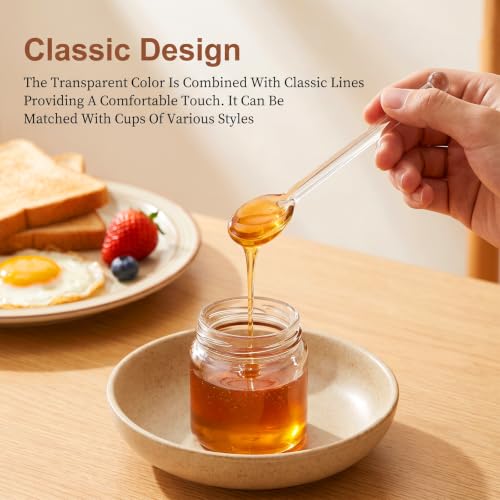 Glass Stirring Rods 5.4 Inch Clear Glass Teaspoon Stirrers Long Handle
