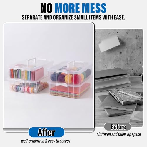 CraftGenes 2-Tier Clear Craft Storage Box with Handle