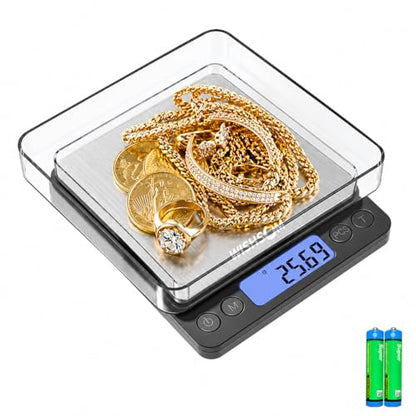 Jewelry Scale, 500g x 0.01g High Precision Digital Gram Scale, Portable Gold Scale for Jewelers, Pawn Shops & Gold Enthusiasts – Perfect for Gold, Silver, Diamond & Coin Weighing