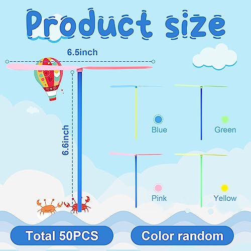 50set Flying Helicopter Toys Set, 50 Propeller+ 50 Rod,Hand Helicopter, Party Favors Outdoor Toy for Kids Ages 4-8, Gift Summer Outside Yard Activities Birthday Gifts 3 5 6 Year Old Girl Boys