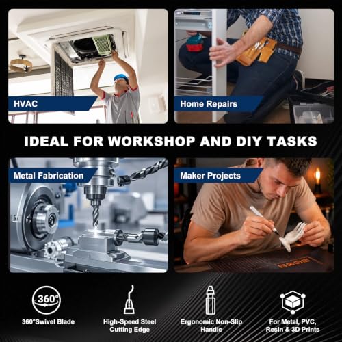 Deburring Tool with 10 HSS Blades and Blue Aluminum Handle, 360° Rotary Reamer for 3D Printing and Metal Edge Finishing, High-Speed Steel Tool for PVC, Copper and Resin - color: Blue