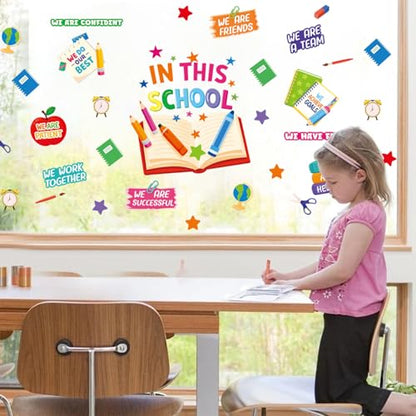 LHIUEM in This School Wall Stickers Positive Affirmations Window Cling - color: School