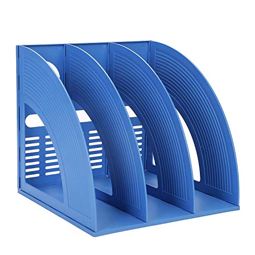 Marte Vanci Magazine File Holder Book Desktop Organizer Plastic Storage Sturdy Vertical 3 Section Folder Blue - color: Blue 3 Section