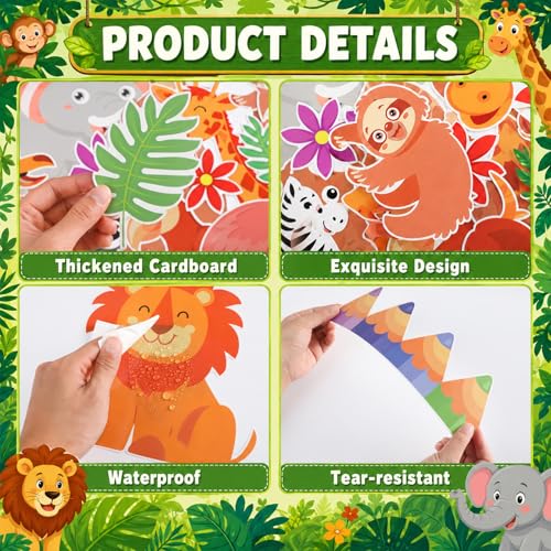 We are Wild About Learning Bulletin Board Set Jungle Animals Truck Classroom Decoration Safari Animal Forest Adventure Paper Cutouts for Teacher Back to School Chalkboard Wall Preschool Supplies - style: Safari Animal