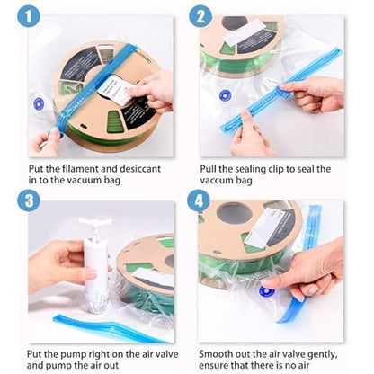ViaGasaFamido Filament Storage Vacuum Kit, USB Pump, 20 Bags, 34 x 30 cm