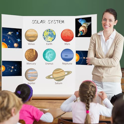 AKONEGE 2 Pack 36" x 48" Trifold Poster Board for Presentation, White Corrugated Cardboard Large Tri Fold Poster Board for Science Fair, Office & School Projects, Photo Displays, Exhibitions Event - size: 2 Pack