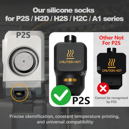 4 Pcs Silicone Socks for Bambu Lab P2S Silicone Sleeve,High Temperature and hotend Silicone Sleeve 3D Printer Accessories Parts Protecting Extruder and Nozzle,for Bambu H2D/H2S/H2C/A1/A1MINI Too