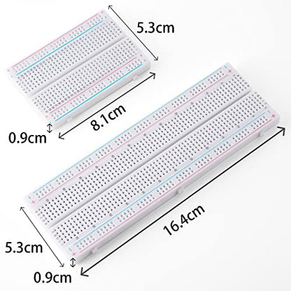 Breadboard Jumper Wire Kit:2X830&400 Breadboards,130 Flexible+280 Jumpers,1 Tweezer for Arduino Raspberry Pi - size: 2PACK