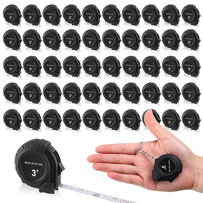 Kanayu 50 Pcs Pcs Mini Measuring Tape with Keychain, 3 ft, Black - color: Black, size: 3 ft