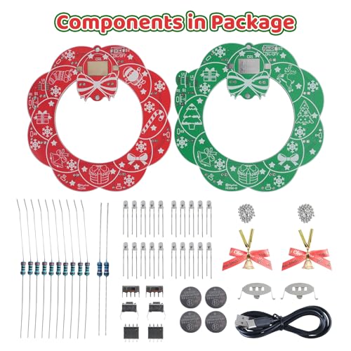MIOYOOW 2-Pack DIY LED Christmas Soldering Kit for Christmas Deco & Gift
