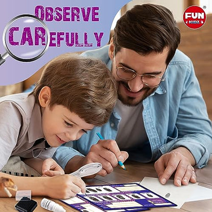 Detective Fingerprint Kit for Kids Ages 8-12, FunKidz Spy Gear Pretend Play STEM Science Kit Project with Crime Scene Investigations Educational Class Tools for Boys Girls