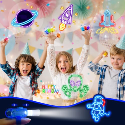 24 Pcs Space Themed Party Favors LED Finger Lights Toys for Kids Ages 3-12 - style: Space