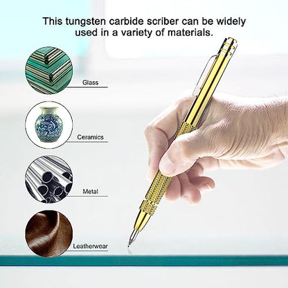 Glieskir 2-Pack Tungsten Carbide Scriber Set with Magnet, Ruler and 12 Tips - color: 2PCS Godlen