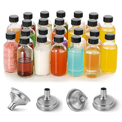24pack 2oz Ginger Shot Bottles, Reusable Glass Shot Bottles with Caps - color: White, size: 24-pack