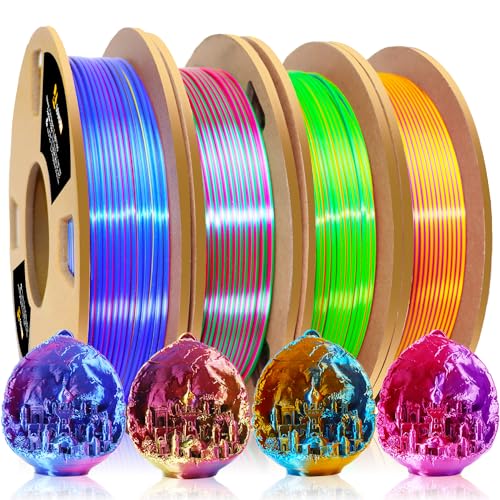 LOVOON 3D Printer Filament Bundle, Silk PLA Multicolor Filament, 200g x 4 - color: Tricolor Bundle, size: 0.8 kg