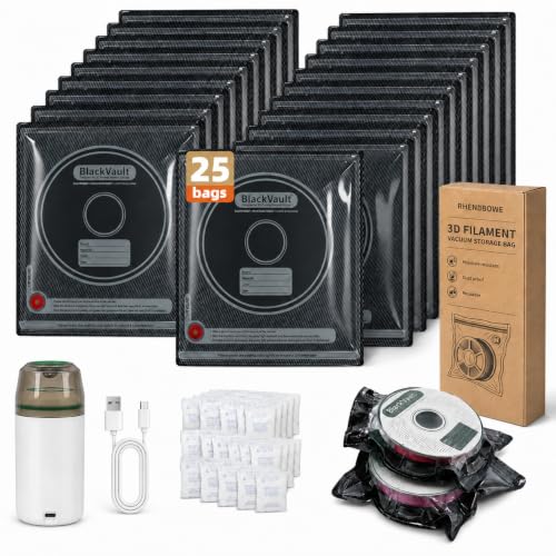 25-Pack 3D Printer Filament Storage Bags Kit with USB Vacuum Pump