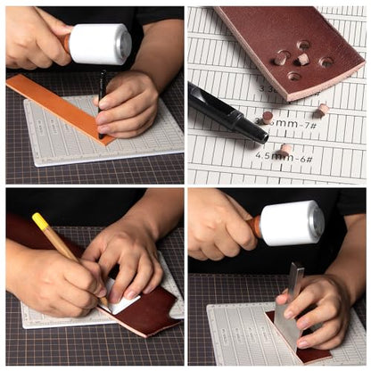 WUTA 8mm Thicken Cutting Mat Self Healing Cutting Mat, A5 Punching Board, Engraving Pad, Carving Knife Plate DIY Leather Craft Tools for Handcraft Project (8.6x5.9inch) - size: 8.6"L x 5.9"W