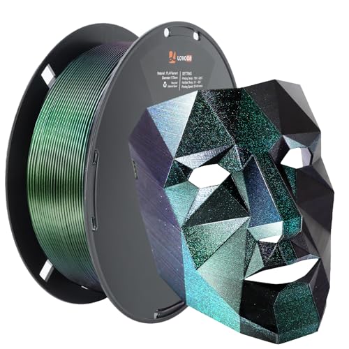 LOVOON 3D Printing PLA Filament 1.75mm Sparkle Glitter, Burnt Titanium 3D Printer Filament, Sparkle in Sunlight Filament, Subtle Glitter Under the Light, Galaxy Green, 1KG(2.2lbs)/Spool - color: Glitter Green, size: 1 kg