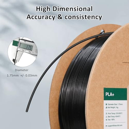 eSUN PLA+ Filament 1.75mm Black 1KG,PLA Pro 3D Printer Filament - color: 1kg-black