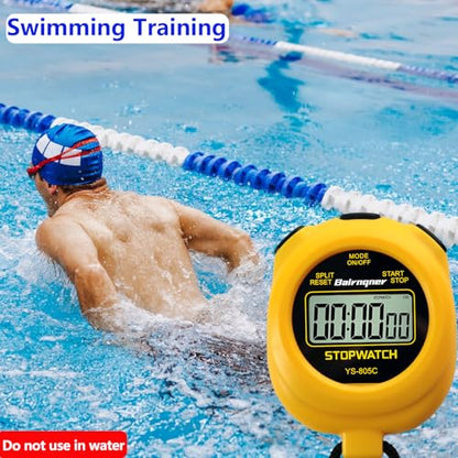 Stop Watches for Sports with Countdown Timer, ON/Off Simple Operation No Clock No Date, Stopwatches for Coaches (Yellow) - color: Yeloow