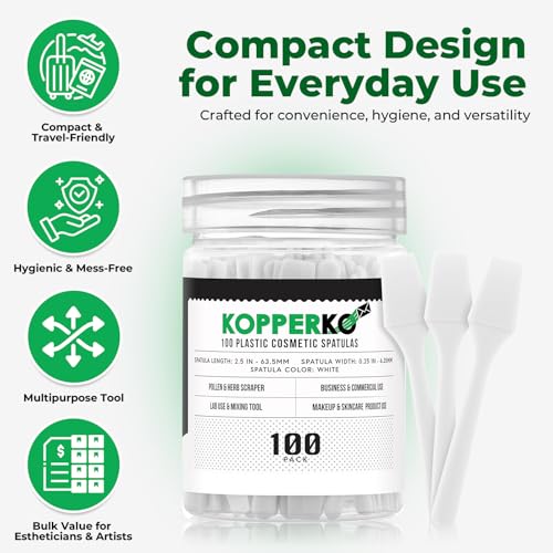 Kopperko Mini Skin Care Spatula, 2.5 Inch, 100 Pack, White - color: White, size: 100 Spatulas