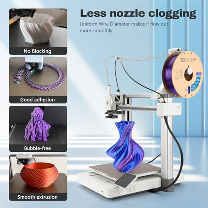 Silk PLA Filament 1.75mm Blue Purple Dual Color PLA 3D Printer Filament 2 in 1 Coextrusion 1KG Spool(2.2lbs) 3D Printing Filament Dimensional Accuracy +/- 0.03mm Fits for Most FDM 3D Printers - color: Blue Purple