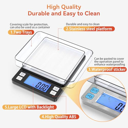 BOMATA 0.01g Small Digital Gram Scale, Upgraded 1kg Jewelry Scale - size: 0.01g/1kg Black (Battery)