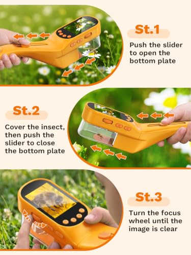 Bug Catcher for Kids with Microscope, Bug Catching Kit-Orange - color: Orange