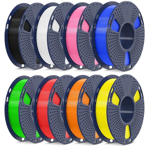 SUNLU High Speed PLA Filament Bundle, 8 Packs, Multi-Color - color: Black+white+green+red+orange+yellow+pink+blue, size: 2KG