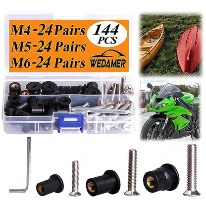 WEDAMER 72 Pairs M4 M5 M6 Neoprene Well Nuts Kit Rubber Well Nuts for Kayak - color: M4/M5/M6 Each 24 Pairs
