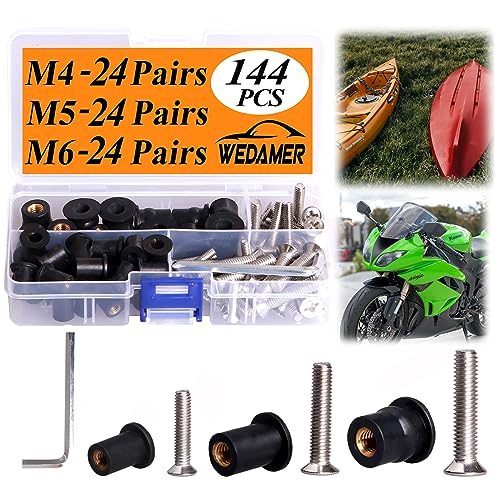 WEDAMER 72 Pairs M4 M5 M6 Neoprene Well Nuts Kit Rubber Well Nuts for Kayak - color: M4/M5/M6 Each 24 Pairs