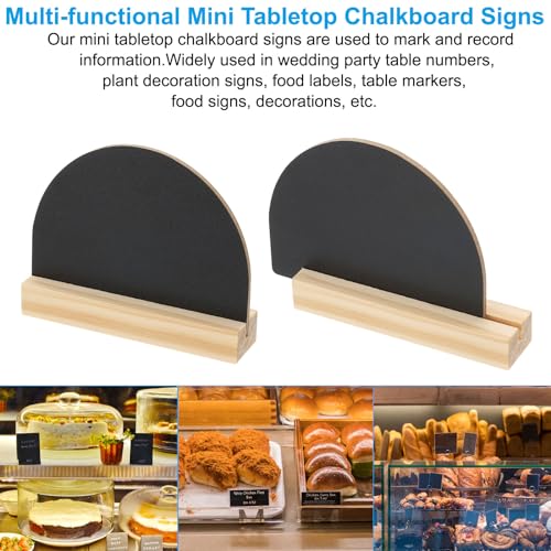 PATIKIL Mini Tabletop Chalkboard Signs, 8Pcs Small Chalkboard Signs with Easel Stand Double Side Wooden Semicircle Chalkboard for Food Labels Party Weddings Event Decorations, Black