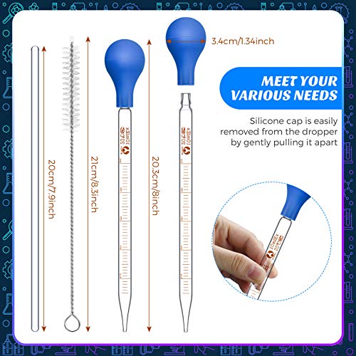 Weewooday 8 Pcs 10 ml Glass Dropper Pipettes with Rubber Bulb Stir Rod Blue - color: Blue, size: 10 ml