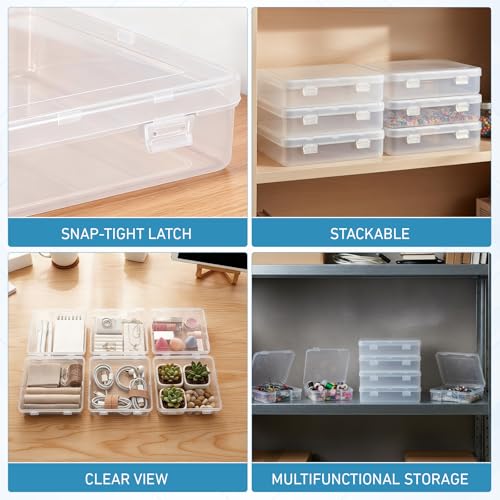 SATINIOR 48 Packs Clear Small Plastic Containers Transparent Storage Box with Hinged Lid for Small Items Crafts Jewelry (5.91 x 5.91 x 1.5 Inches) - size: 5.91 x 5.91 x 1.5 Inches