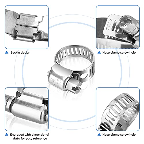 TICONN 20PCS Hose Clamps Set 304 Stainless Steel, 5/8"-1" Worm Gear - size: SAE #8 20PCS 5/8"~1"