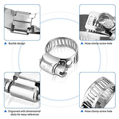 TICONN 20PCS Hose Clamps Set 304 Stainless Steel, 5/8"-1" Worm Gear - size: SAE #8 20PCS 5/8"~1"