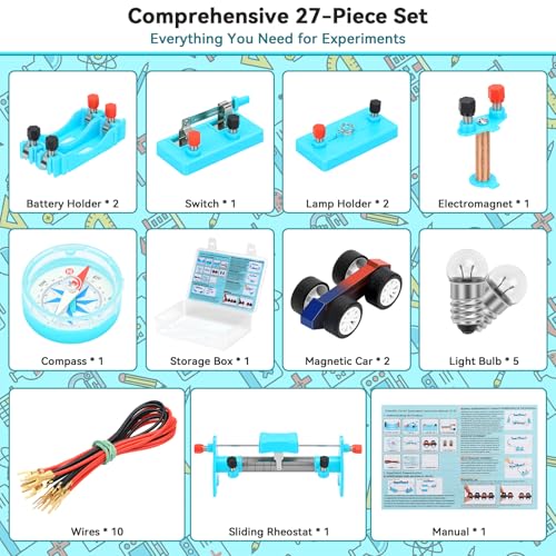 27PCS Magnet Science Kit for Kids Ages 8-16, Physics & Electricity - size: 27PCS