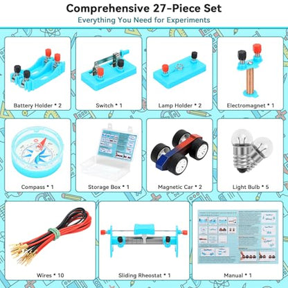 27PCS Magnet Science Kit for Kids Ages 8-16, Physics & Electricity - size: 27PCS