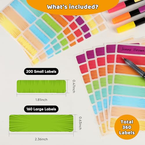 Waterproof Removable Labels Name Stickers - 360Pcs Handwrite Labels for Water Bottles,Kids School Supplies,Camp Gears Daycare and Storage Bins - color: Comic