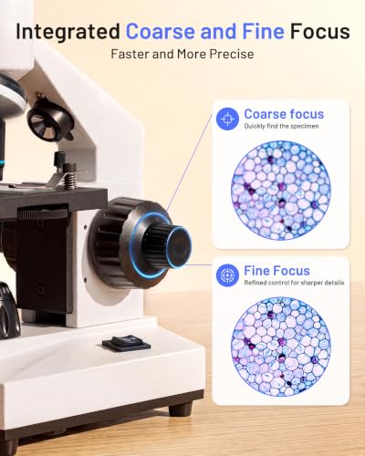 TOMLOV Compound Microscope with Coarse & Fine Focus for Adults & Students,
