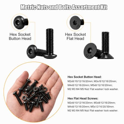 ZTF 4065pcs Metric Screw Assortment Kit，M2 M3 M4 M5 Assorted Screws - size: Flat+Button Head 4005Pcs