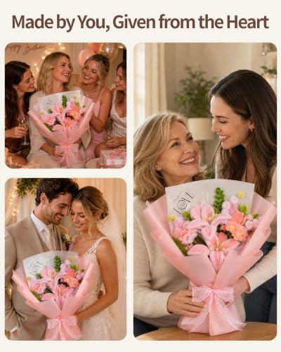 Vuzica 750Pcs Pipe Cleaner Flower Kit, 8mm Pink Pipe Cleaners Bulk - color: Lily Blush - Bouquet Edition