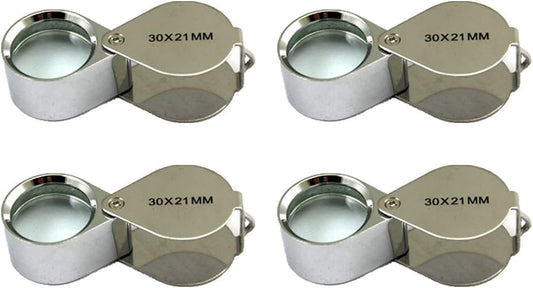 30X Jewelers Loupe Magnifier 4 Pcs Foldable Pocket Magnifying Glass - size: 4PCS
