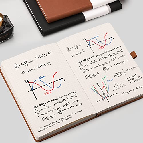 AHGXG Graph Paper Notebook, 384 Pages, 120GSM, A5 (5.7'' × 8.3'') - color: Black Brown, size: A5